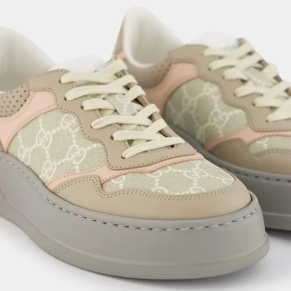 NEW GUCCI GG Logo Supreme Canvas Leather Sneakers Women's EU 41.5 US 11.5 Authen